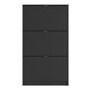 Slim Matt Black Wall Hung Shoe Cabinet with 3 Drawers - 9 Pairs