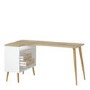 White Wooden L Shaped Desk with Drawers - Oslo