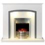 Adam in White & Grey with Comet Electric Fire in Brushed Steel 48" - Savanna