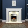 Adam in White & Grey with Comet Electric Fire in Brushed Steel 48" - Savanna