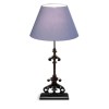 Signature North French Chic Black Iron Table Lamp With Blue Shade