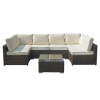 Brown Rattan Large Corner Sofa Set With Coffee Table