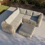 6 Seater Grey Rattan Garden Corner Sofa Set - Aspen