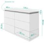 Wide White High Gloss Chest of 6 Drawers with Diamante Trim - Gabriella