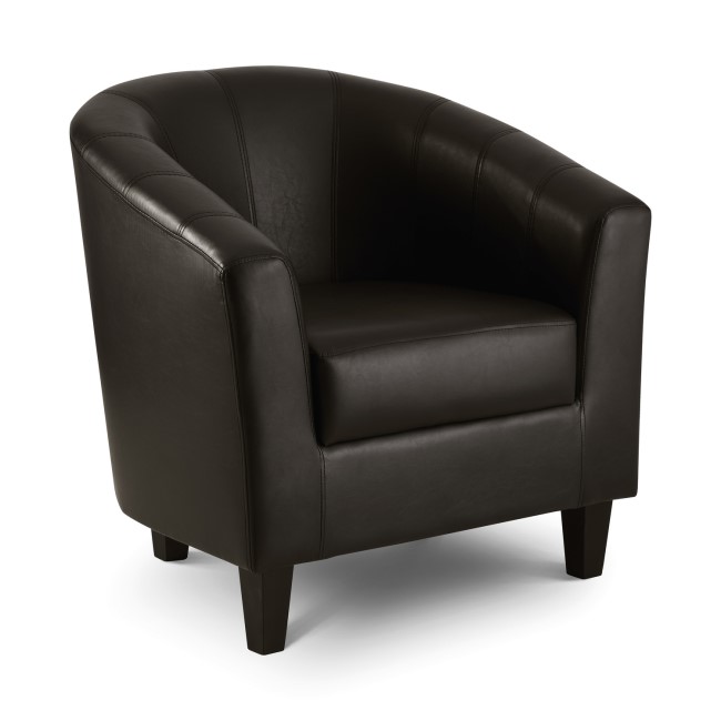 Julian Bowen Tub Chair in Dark Brown Faux Leather - Garrick 