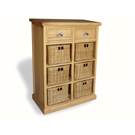 Oceans Apart Savoy Oak 2 Drawer Chest with 6 Baskets
