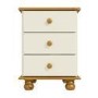 Cream and Pine 3 Drawer Bedside Table - Hamilton