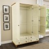 Cream and Pine Painted 3 Door Triple Wardrobe with Drawers - Hamilton