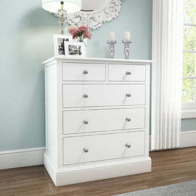 GRADE A2 - Harper Solid Wood 2+3 Chest of Drawers in White