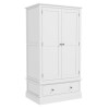 GRADE A2 - Harper Solid Wood 2 Door 1 Drawer Wardrobe in White