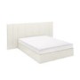 Off White Fabric Double Ottoman Bed with Wide Headboard - Iman