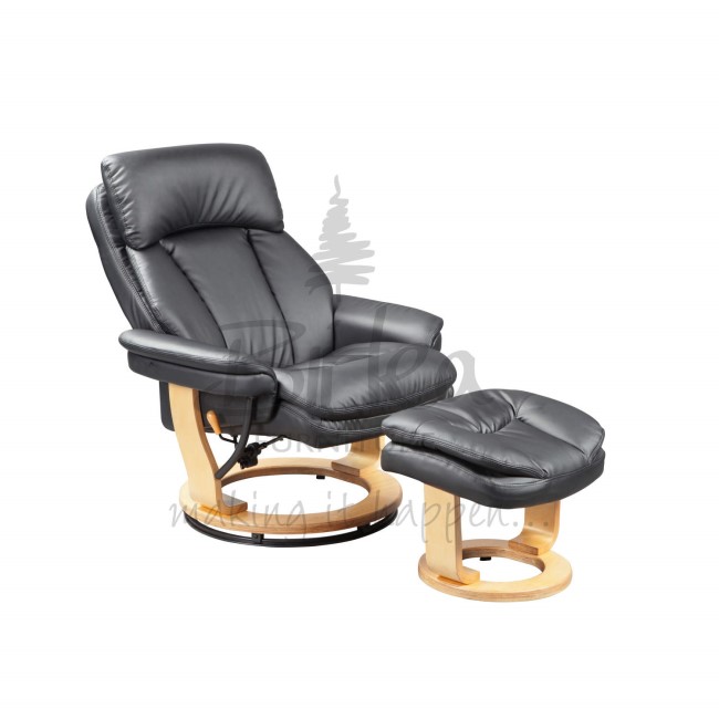 Birlea Furniture Iowa Bonded Leather Swivel Chair in Black