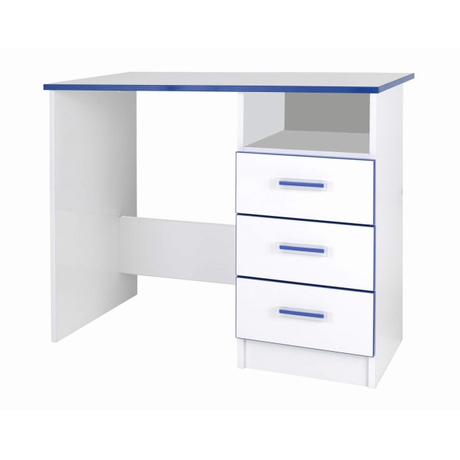 One Call Furniture Kiddi Blue Desk White Melamine and Blue Edging