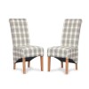 Hamden Herringbone Pair of Cappuccino Check Chairs