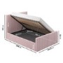 Side Opening Pink Velvet Small Double Ottoman Bed - Khloe