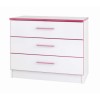One Call Furniture Kiddi Pink 3 Drawer Chest White and Pink