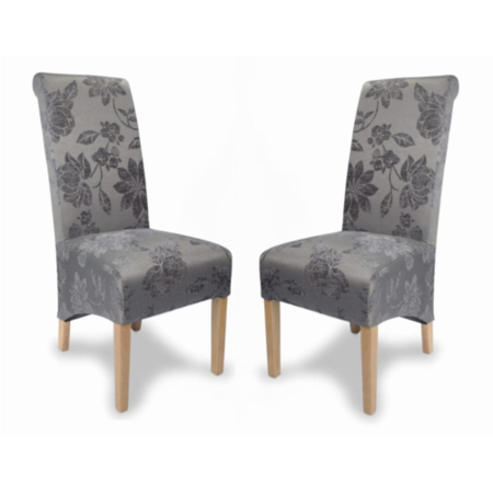 Hamden Fleur Antique Grey Fabric Pair of Dining Chairs