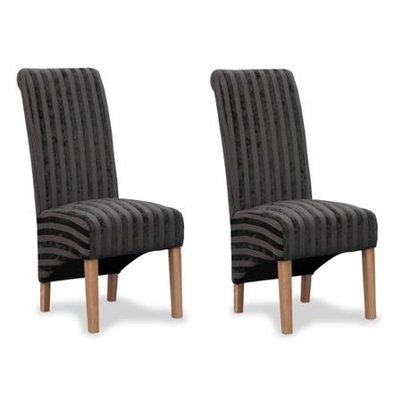 Hamden Pair of Charcoal Grey Velvet Stripe Dining Chairs