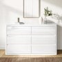 Wide White High Gloss Chest of 6 Drawers with Curved Edges - Lexi
