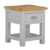 Linden Grey Small Side Table with Oak Top