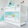 White Wooden Detachable Bunk Bed with Trundle - Luca