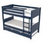 GRADE A1 - Navy Blue Wooden Detachable Bunk Bed with Trundle - Luca