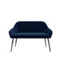 Large Navy Velvet Dining Bench with Back - Seats 2 - Logan