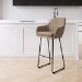 Beige Faux Leather Bar Stool with Back - 77cm - Logan