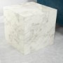 GRADE A1 - Lori White Faux Marble Cube Side Table