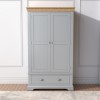 Loire Grey Soild Oak Double Wardrobe with Storage Drawer