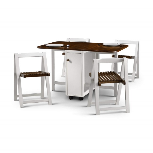 Julian Bowen Lucy Dining Set in White and Walnut