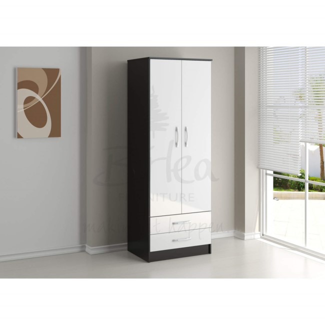 Birlea Furniture Lynx & 2 Door Combi Wardrobe in black/white