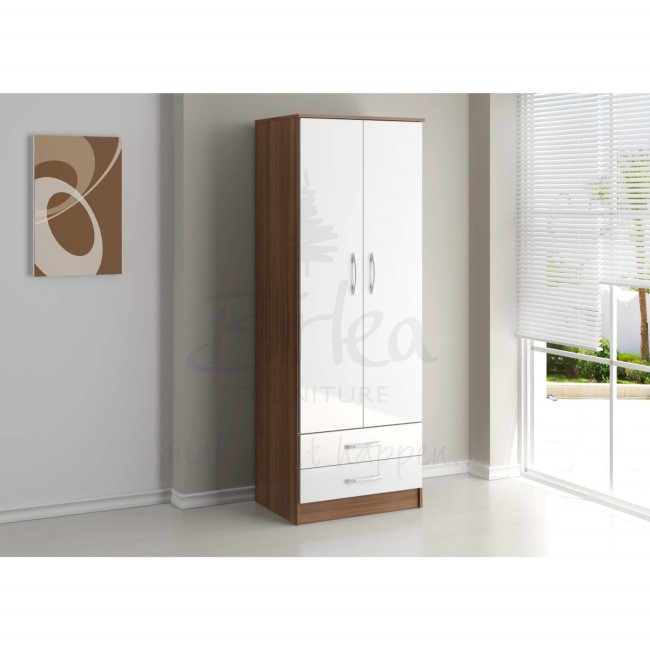 Birlea Furniture Lynx & 2 Door Combi Wardrobe in walnut/white