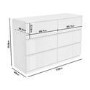 Wide White High Gloss Chest of 6 Drawers - Lyra