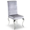 Louis Pair of Silver Velvet Dining Chairs with Mirrored Legs - Vida Living