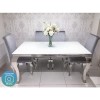 Louis Mirrored 160cm Dining Table in White - Vida Living - Seats 4-6