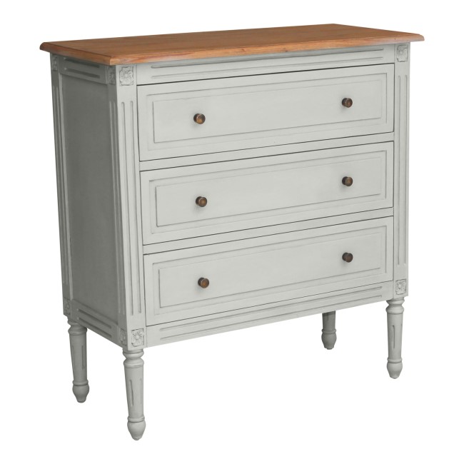 Hope 3 Drawer Chest Of Drawers French Grey and Cedar Wood Top