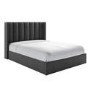Grey Velvet Small Double Ottoman Bed with Winged Headboard - Maddox