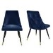 Set of 2 Navy Velvet Dining Chairs with Gold Leg Detailing - Maddy