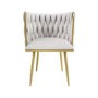 GRADE A1 - Cream Woven Linen Dressing Table Chair with Gold Legs - Malika 