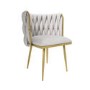 GRADE A1 - Cream Woven Linen Dressing Table Chair with Gold Legs - Malika 