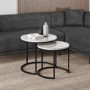 Large Round White Marble Nest of Coffee Tables - Martina