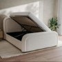 Off-White Boucle King Size Ottoman Bed with Curved Headboard - Naomi
