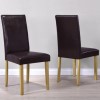 Set of 2 Brown Faux Leather Dining Chairs - New Haven