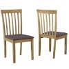 New Haven Pair of Wooden Dining Chairs with Brown Fabric Seats