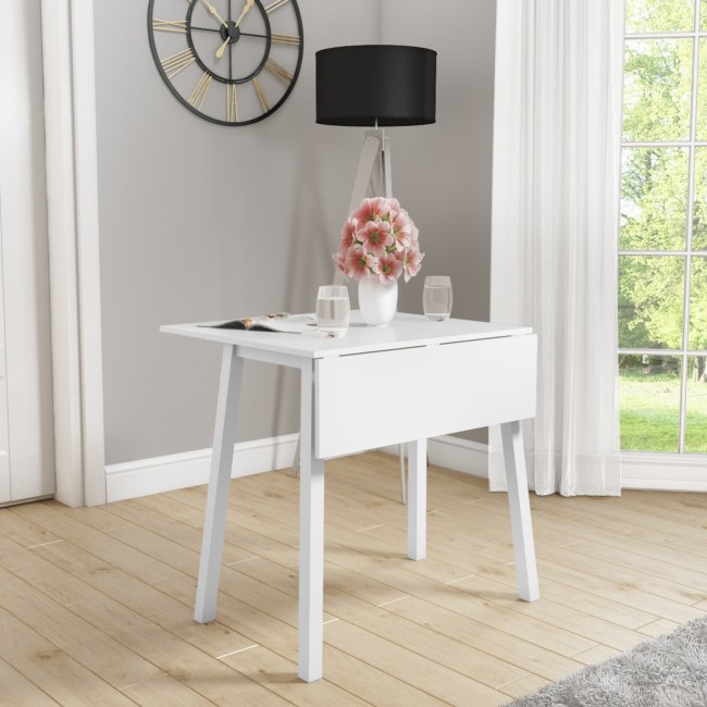 New Haven White Drop Leaf Space Saving Dining Table