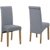 Pair of Grey Roll Top Dining Chairs with Wooden Legs - New Haven