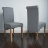 Pair of Grey Roll Top Dining Chairs with Wooden Legs - New Haven