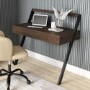 GRADE A1 - Walnut Brown Wall Mounted Leaning Desk with Storage Drawer - Nico
