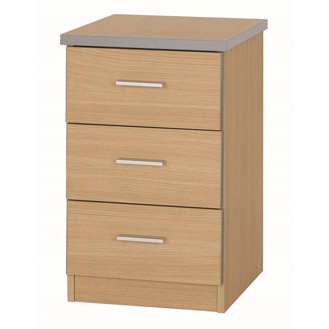 GRADE A1 - One Call Furniture Oak 3 Drawer Bedside Chest